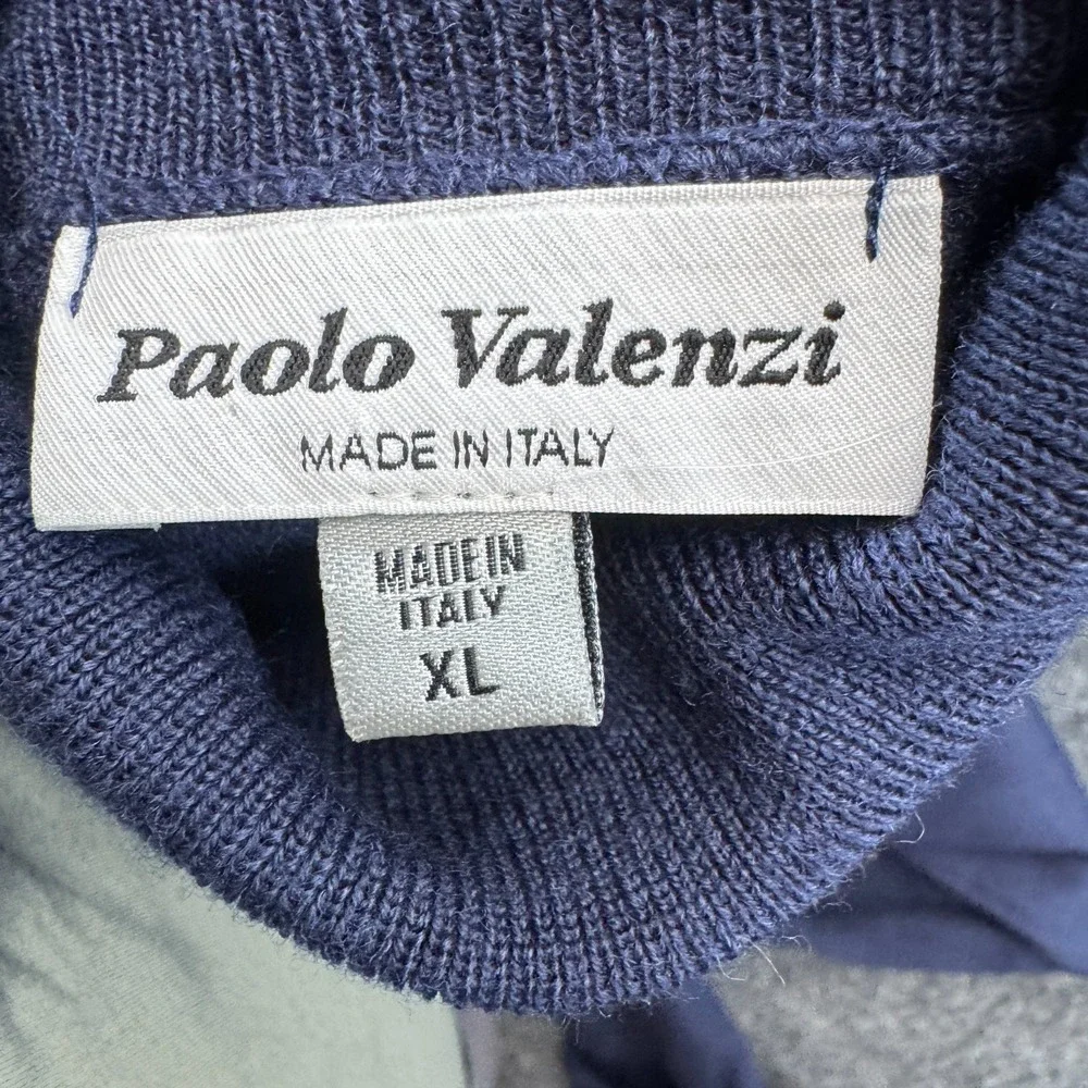 Paolo Valenzi Turtleneck Sweater Mens XL Blue Merino Wool Blend Knit Pullover